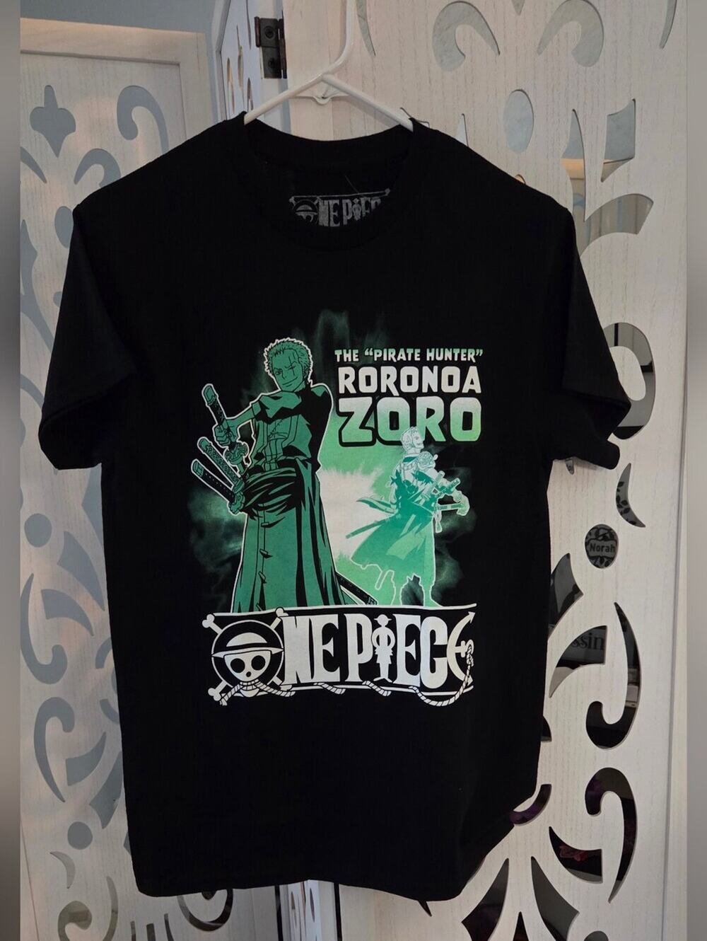 One Piece Roronoa Zoro Graphic Tee Shirt Black Ripple Junction Men's Size Small